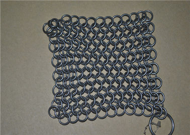 7 * 7 بوصة شبكة أسلاك الفولاذ المقاوم للصدأ الغسيل / Chainmail منظف الحديد الزهر