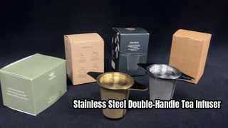 مصفاة أوراق الشاي ذات المقبض المزدوج من الفولاذ المقاوم للصدأ