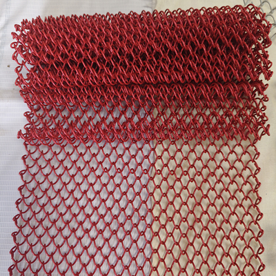 سعر جيد Red Decorative Aluminium Metal Mesh Chain Link coil Curtain Drapery Fabric exterior decorative screen for rood divider الانترنت
